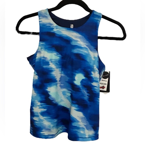 ID Ideology Women’s Shibori Wave Mesh Racerback Tank Top w/Shelf Bra NWT Size XS - Picture 3 of 8